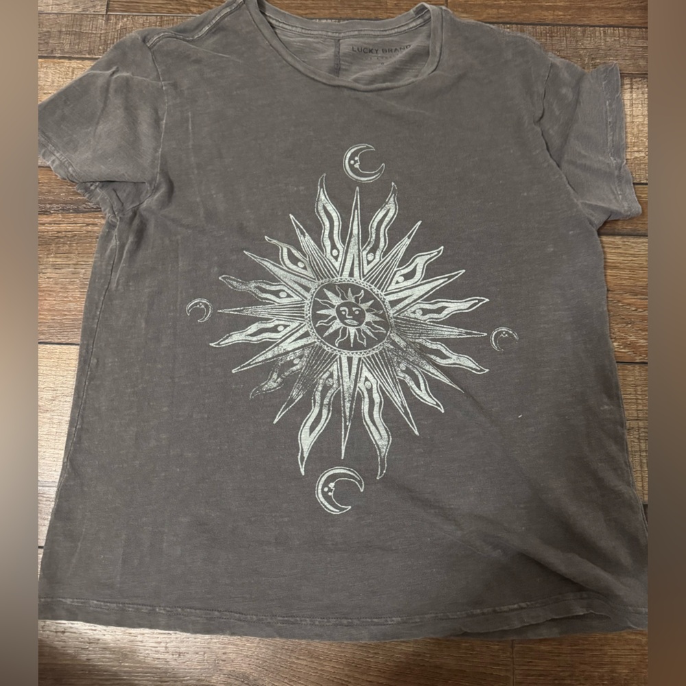 Lucky Brand Gray Celestial Short Sleeve Tee
